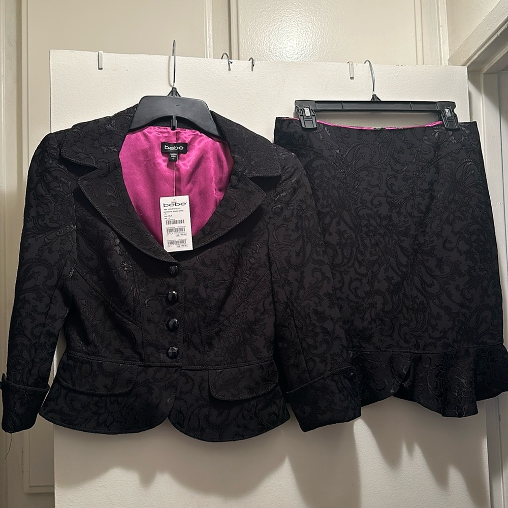 Bebe Two Piece Suit Set with Jacket and Skirt